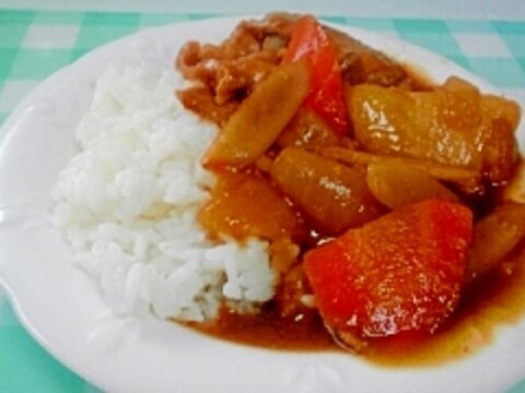 圧力鍋で、豚ロースの味噌漬けとごぼう入りカレー♪